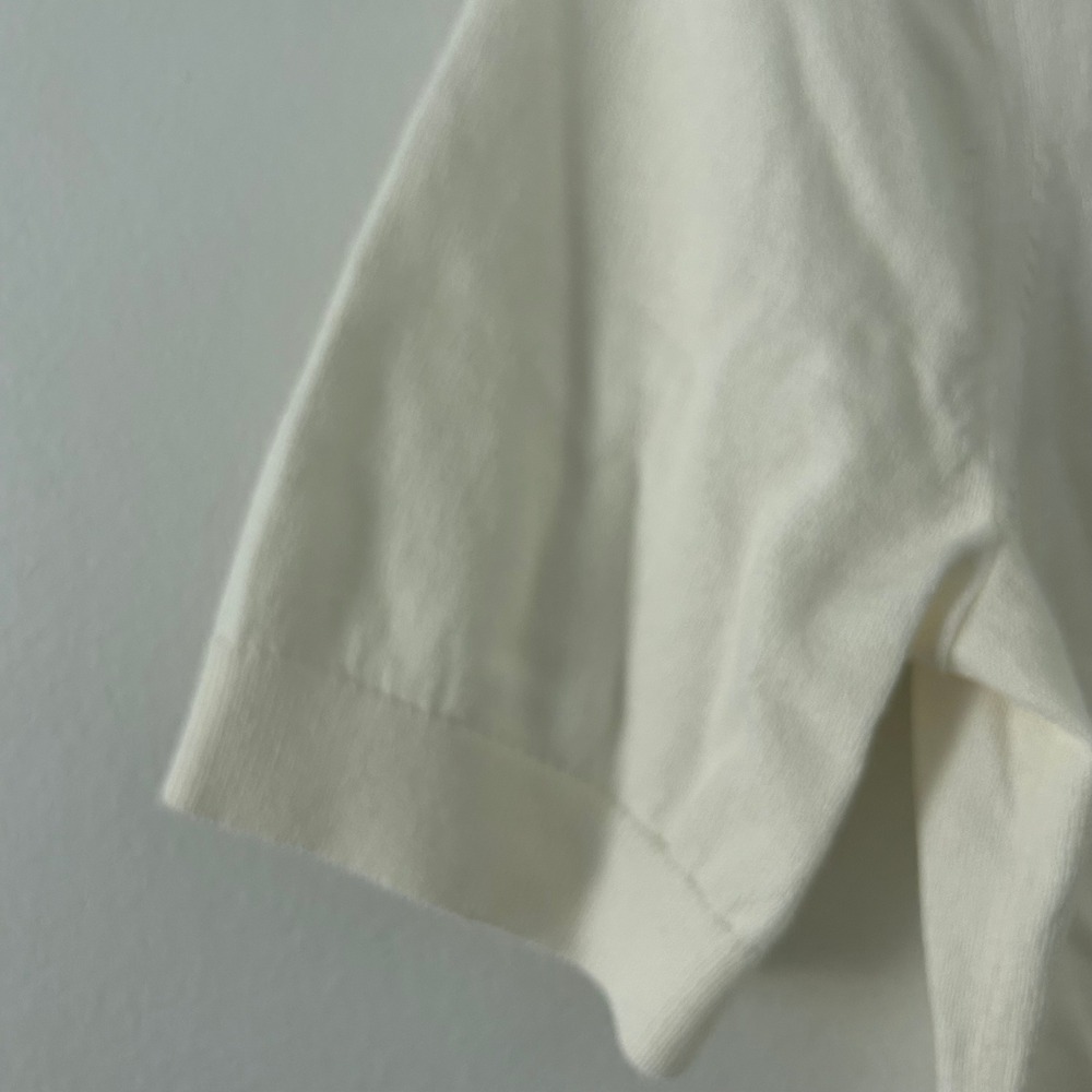 J.Crew Factory Women's Short Sleeve Cotton Crewneck Sweater Ivory S Small New - Picture 4 of 9